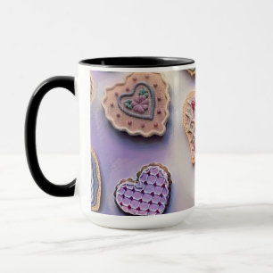 Whimsical cute colourful cookies hearts watercolor mug