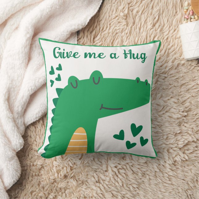 Whimsical cute crocodile head personalized quote throw pillow (Blanket)