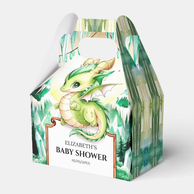 Whimsical Cute Dragon Baby Shower Favor Box (Front Side)