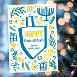 Whimsical Cute Dreidel Menorah CUSTOM HANUKKAH Holiday Card<br><div class="desc">Perfect cute card for a fun holiday card! Hand made art for you! FULLY CUSTOMIZABLE! Click on “Personalize” above to edit the text. Click "edit using design tool" to adjust the fonts, colours and placements. (check my shop for alternate designs too) This is a flat card, check my shop for...</div>