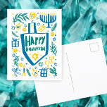 Whimsical Cute Dreidel Menorah CUSTOM HANUKKAH Holiday Postcard<br><div class="desc">Perfect cute card for a fun holiday card! Hand made art for you! FULLY CUSTOMIZABLE! Click "edit using design tool" to add your own custom text. (check my shop for alternate designs too) This is a postcard, check my shop for folded cards and flat cards too, as well as digital...</div>