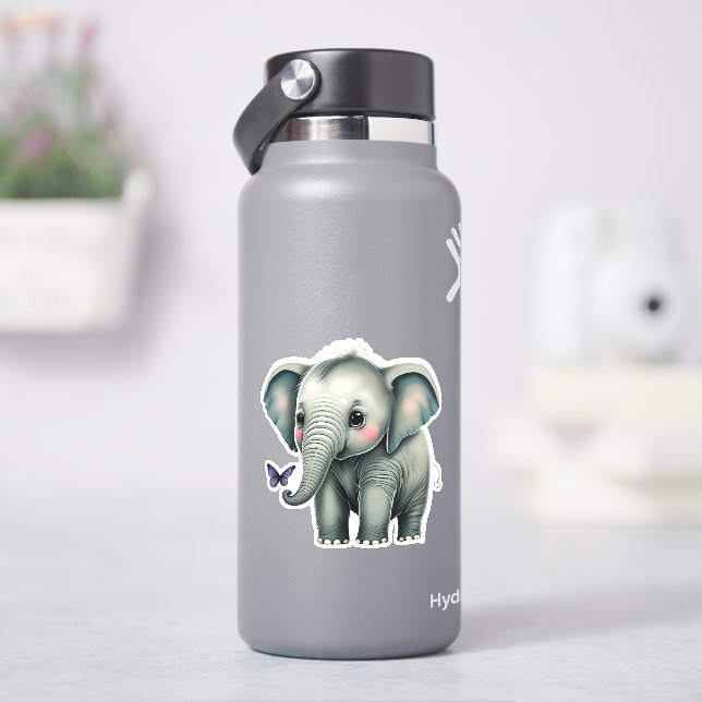 Whimsical cute elephant sticker for kids (HydroFlask)