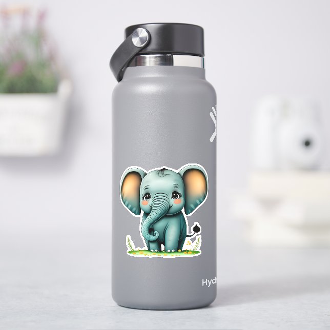 Whimsical cute elephant sticker for kids (HydroFlask)
