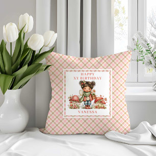 Whimsical Cute Fairy 3rd Birthday Throw Pillow