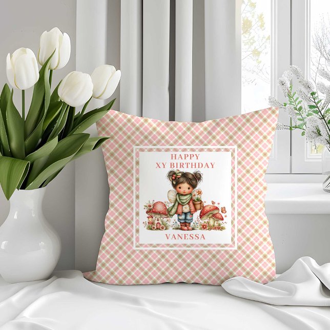 Whimsical Cute Fairy 3rd Birthday Throw Pillow (Whimsical Cute Fairy 3rd Birthday Throw Pillow)