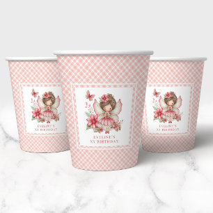 Whimsical Cute Fairy Blush Floral 1st Birthday  Paper Cups