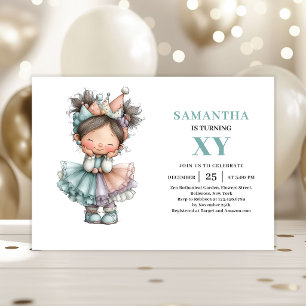 Whimsical Cute Fairy Girl 1st Birthday Magical  Invitation