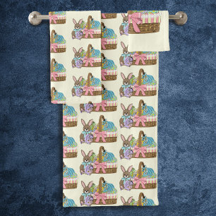 Whimsical Cute Fantasy Dragons Easter Basket  Bath Towel Set