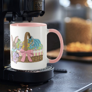 Whimsical Cute Fantasy Dragons Easter Basket  Mug