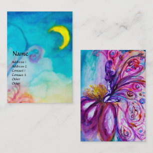 WHIMSICAL CUTE FLOWER FAIRY IN PINK,GOLD SPARKLES BUSINESS CARD