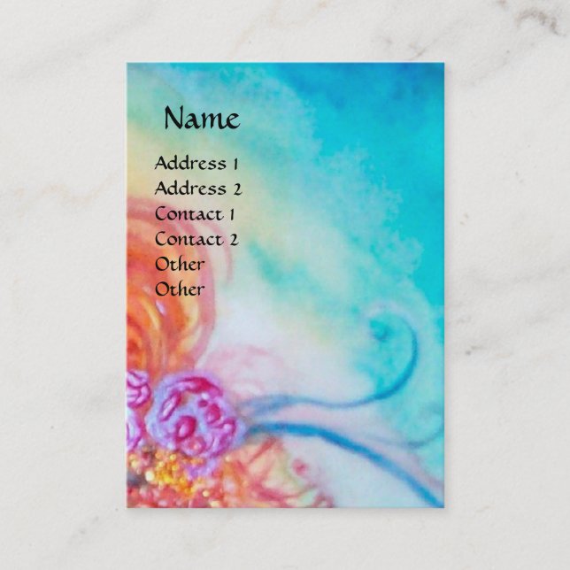 WHIMSICAL CUTE FLOWER FAIRY IN PINK,GOLD SPARKLES BUSINESS CARD (Front)