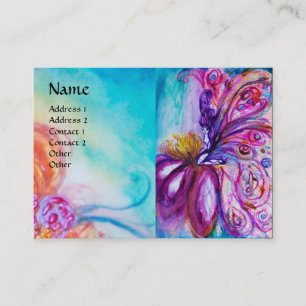 WHIMSICAL CUTE FLOWER FAIRY IN PINK,GOLD SPARKLES BUSINESS CARD