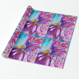 WHIMSICAL CUTE FLOWER FAIRY IN PINK,GOLD SPARKLES WRAPPING PAPER
