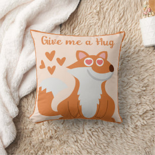Whimsical cute fox personalized quote throw pillow
