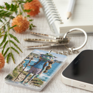 Whimsical Cute Furry Hiker Keychain
