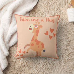Whimsical cute giraffe personalized quote throw pillow