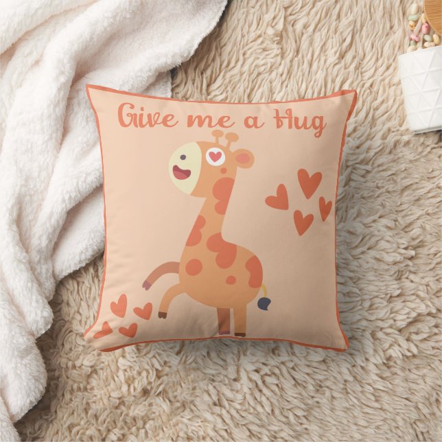 Whimsical cute giraffe personalized quote throw pillow (Blanket)