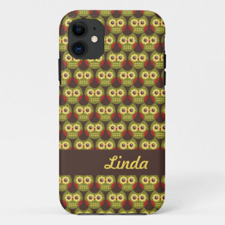 Whimsical Cute Green Owl Pattern 1 iPhone 5 Case