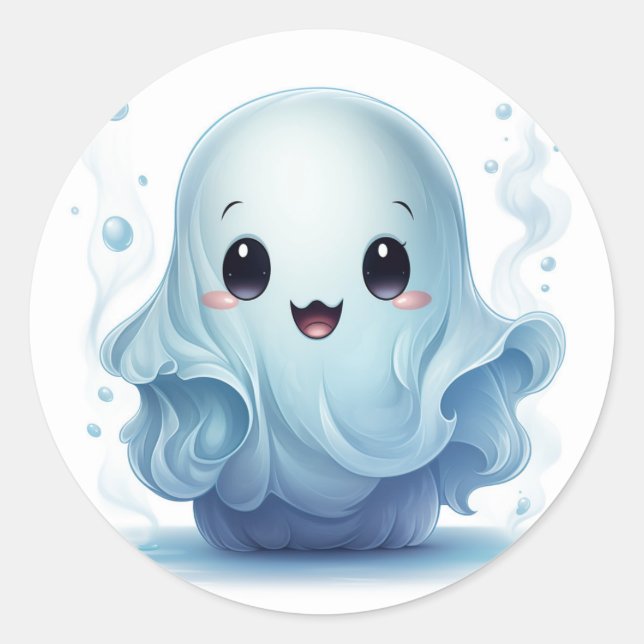 Whimsical cute Halloween ghost  Classic Round Sticker (Front)