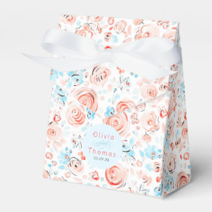 Whimsical Cute Hand Drawn Pastel Flowers Wedding Favor Box