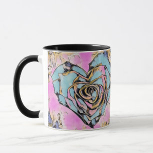 Whimsical cute heart colourful drawing mug