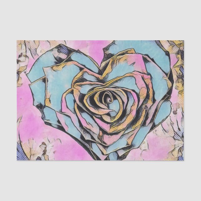 Whimsical cute heart colourful drawing   tissue paper (Front)