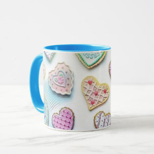 Whimsical cute hearts colourful drawing   mug