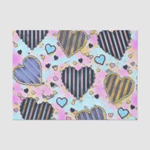 Whimsical cute hearts colourful drawing tissue paper