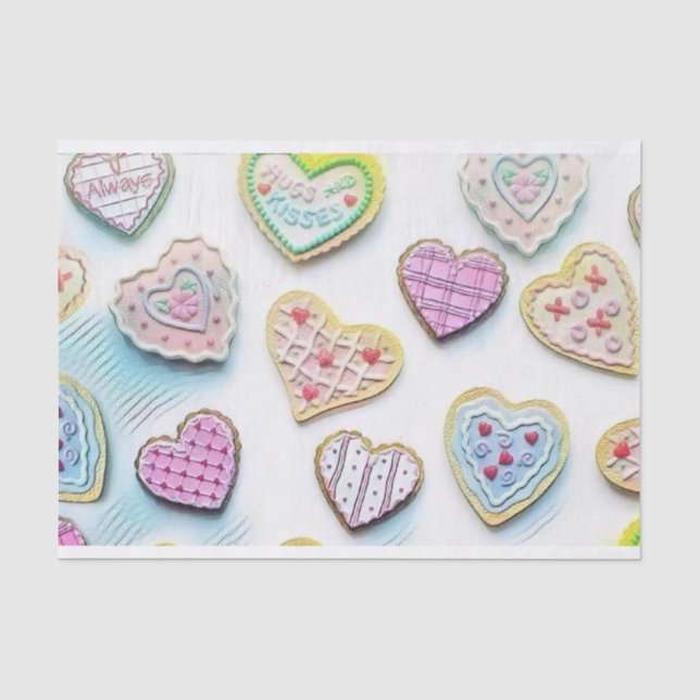 Whimsical cute hearts colourful drawing    tissue paper (Front)