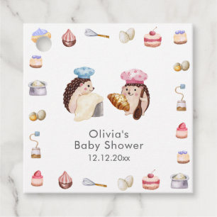 Whimsical Cute Hedgehog Chef Baker Baby Shower  Favour Tags
