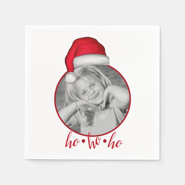 Whimsical Cute Holiday Christmas Photo Family Napkin (Front)