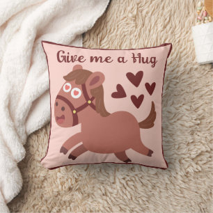 Whimsical cute horse personalized quote throw pillow