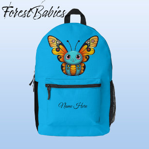 Whimsical Cute Monarch Butterfly Cartoon Graphic Printed Backpack