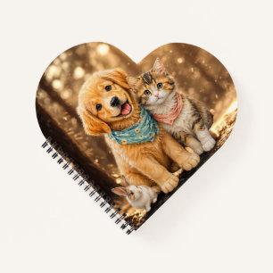 Whimsical Cute Pet Nature illustration Spiral  Notebook