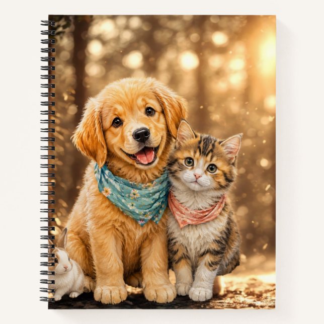 Whimsical Cute Pet Nature illustration Spiral  Notebook (Front)