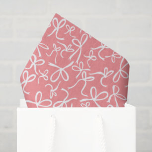 Whimsical Cute Pink White Bows Pattern Girly Gift Tissue Paper