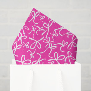 Whimsical Cute Pink White Bows Pattern Girly Gift  Tissue Paper