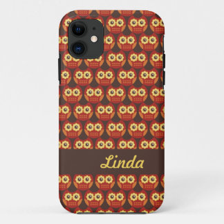 Whimsical Cute Red Owl Pattern 1 iPhone 5 Case