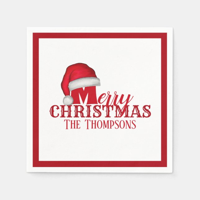 Whimsical Cute Santa Claus Holiday Christmas Napkin (Front)