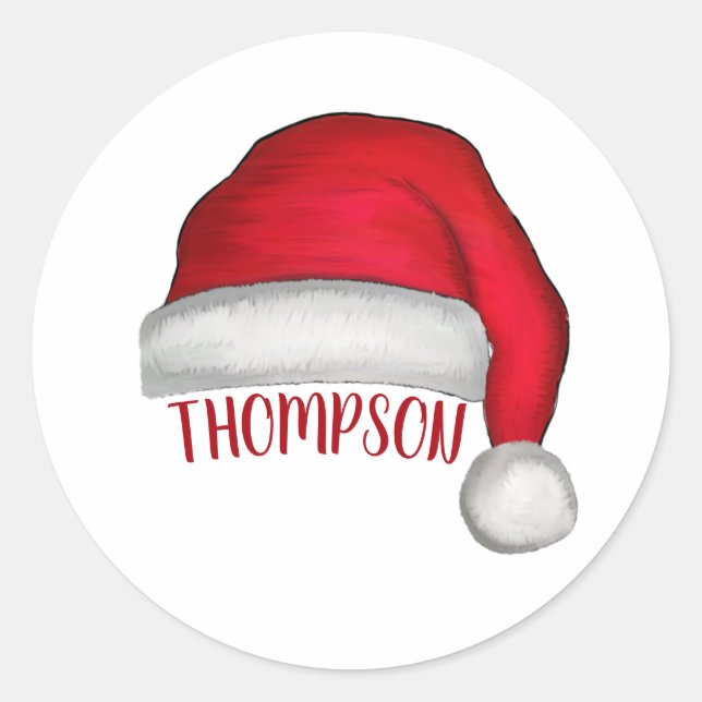 Whimsical Cute Santa Claus Simple Christmas Classic Round Sticker (Front)