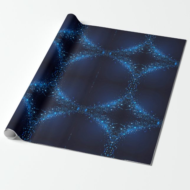 Whimsical Cute Sparkles on Deep Blue  Wrapping Paper (Unrolled)