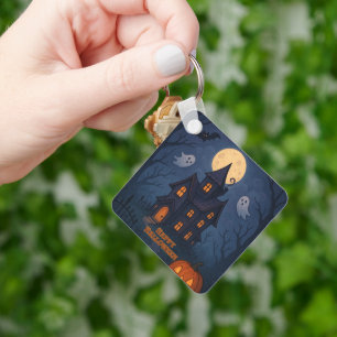 Whimsical Cute Spooky Haunted House   Halloween -  Keychain