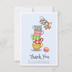 Whimsical Cute Stacked Tea Cups Thank You Card