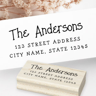 Whimsical cute typography return address rubber stamp