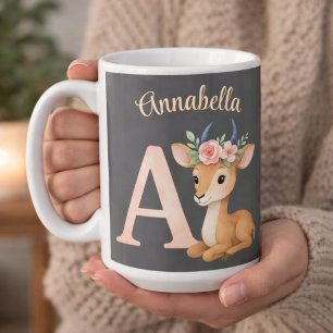 Whimsical Cute Watercolor Letter A Animal Nursery  Coffee Mug