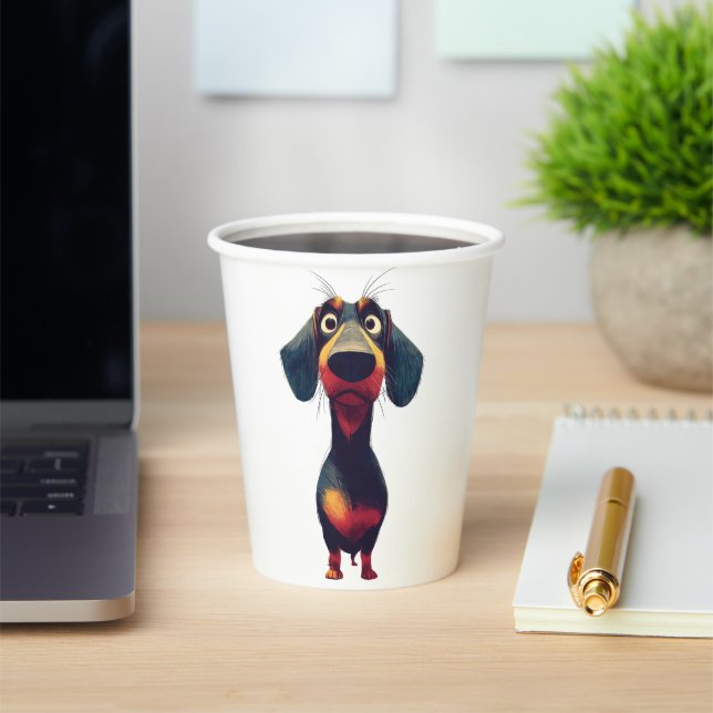  Whimsical Dachshund Character Illustration Paper Cups (Insitu)