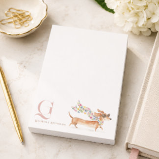 Whimsical Dachshund Monogram Personalized Post-it Notes