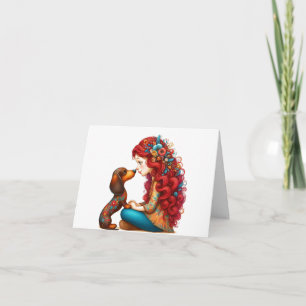 Whimsical Dachshund Puppy Love Card