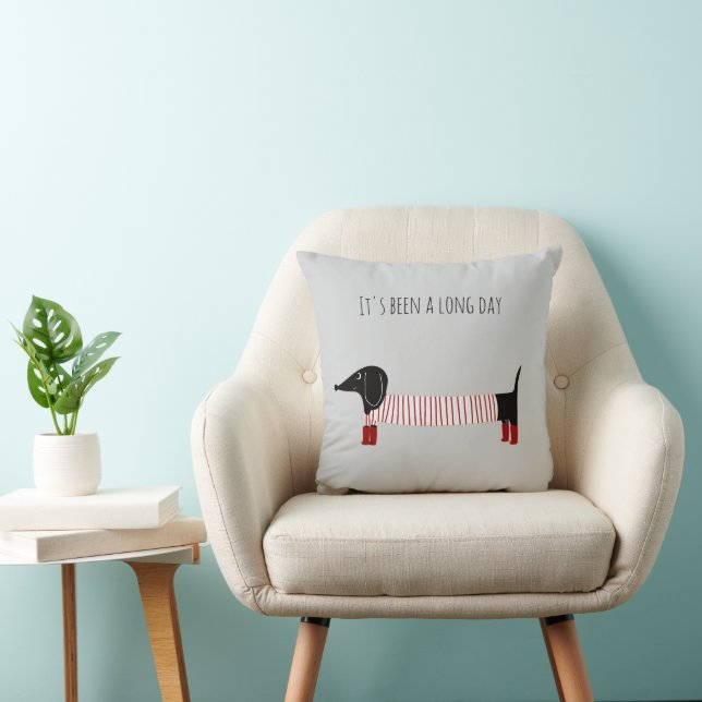 Whimsical Dachshund  Throw Pillow (Chair)