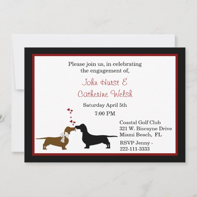 Whimsical Dachshunds Engagement Party Invitation (Front)